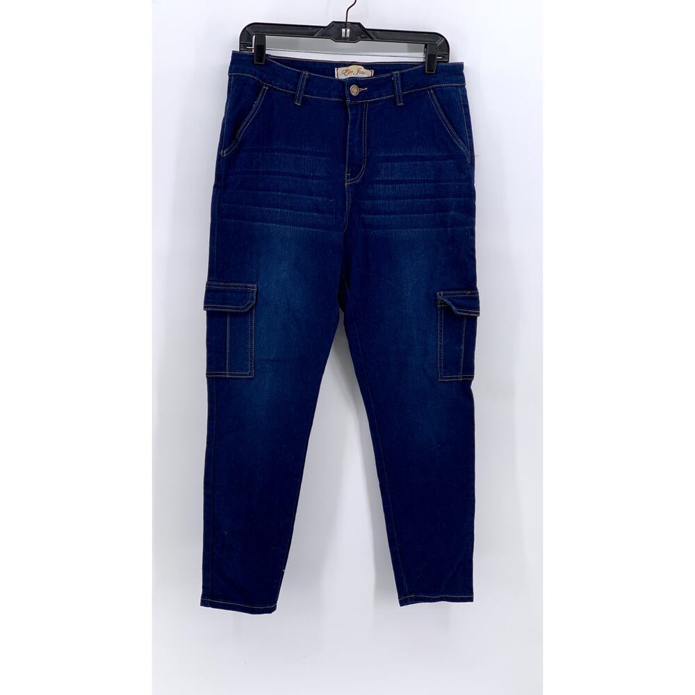 ELITE JEANS Women's Blue Denim Skinny Leg Cargo Jeans SZ 15/32